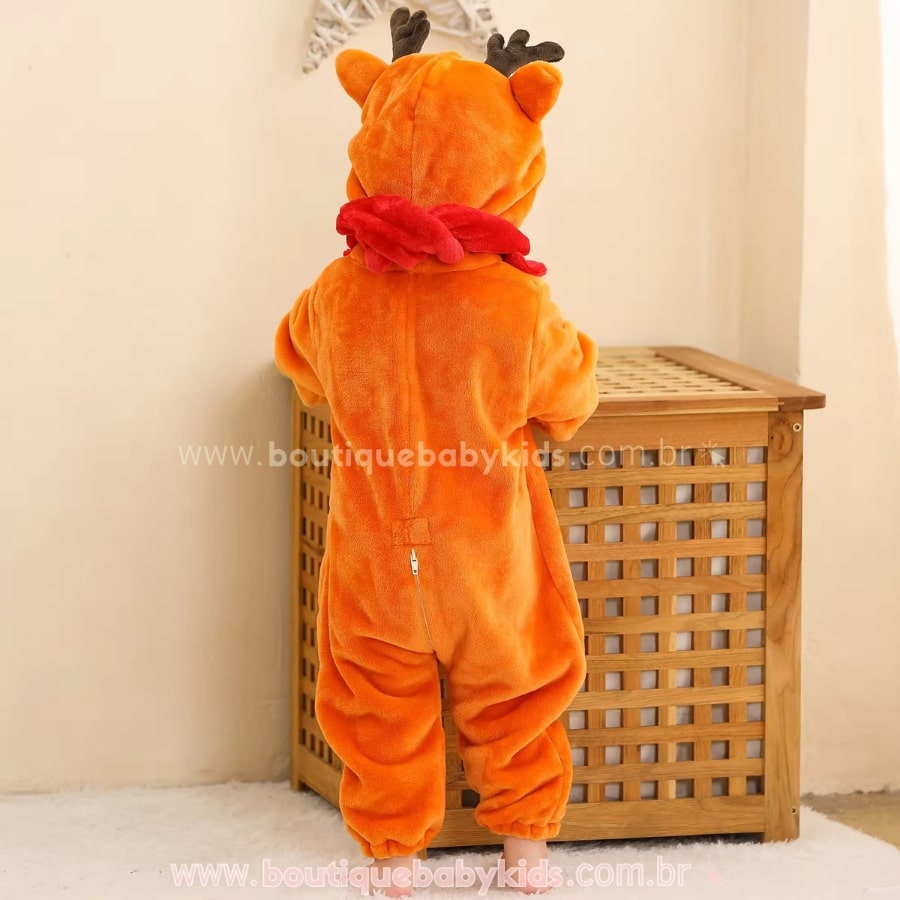 Macacão Bebê Fantasia Bichinho Rena com Cachecol - Boutique Baby Kids