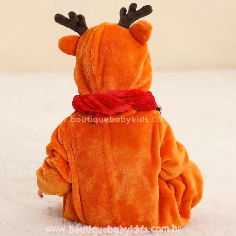 Macacão Bebê Fantasia Bichinho Rena com Cachecol - Boutique Baby Kids