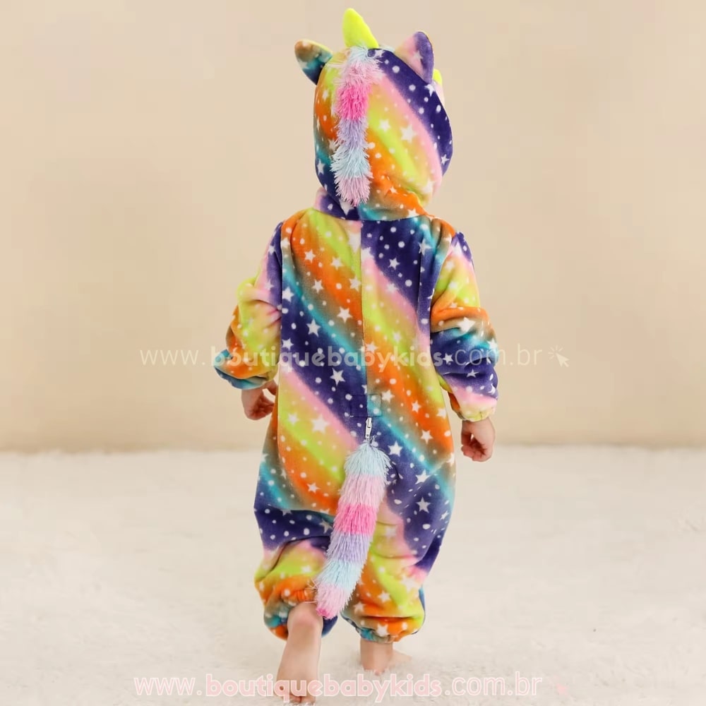 Macacão Bebê Fantasia  Bichinho Unicórnio Colorido - Boutique Baby Kids