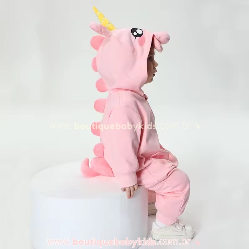 Macacão Bebê Fantasia Bichinho Unicórnio Rosa - Boutique Baby Kids