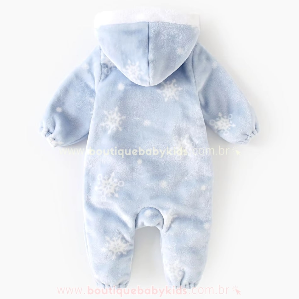 Macacão Bebê Fleece Frozen Flocos de Neve