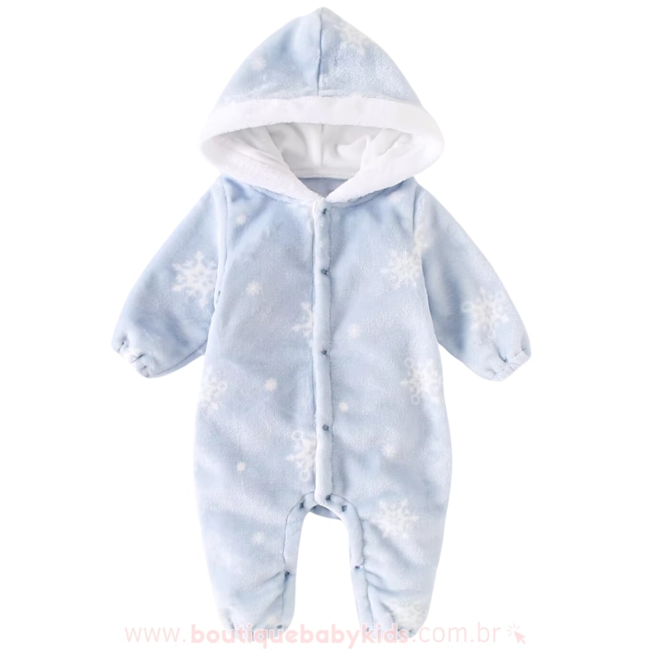 Macacão Bebê Fleece Frozen Flocos de Neve