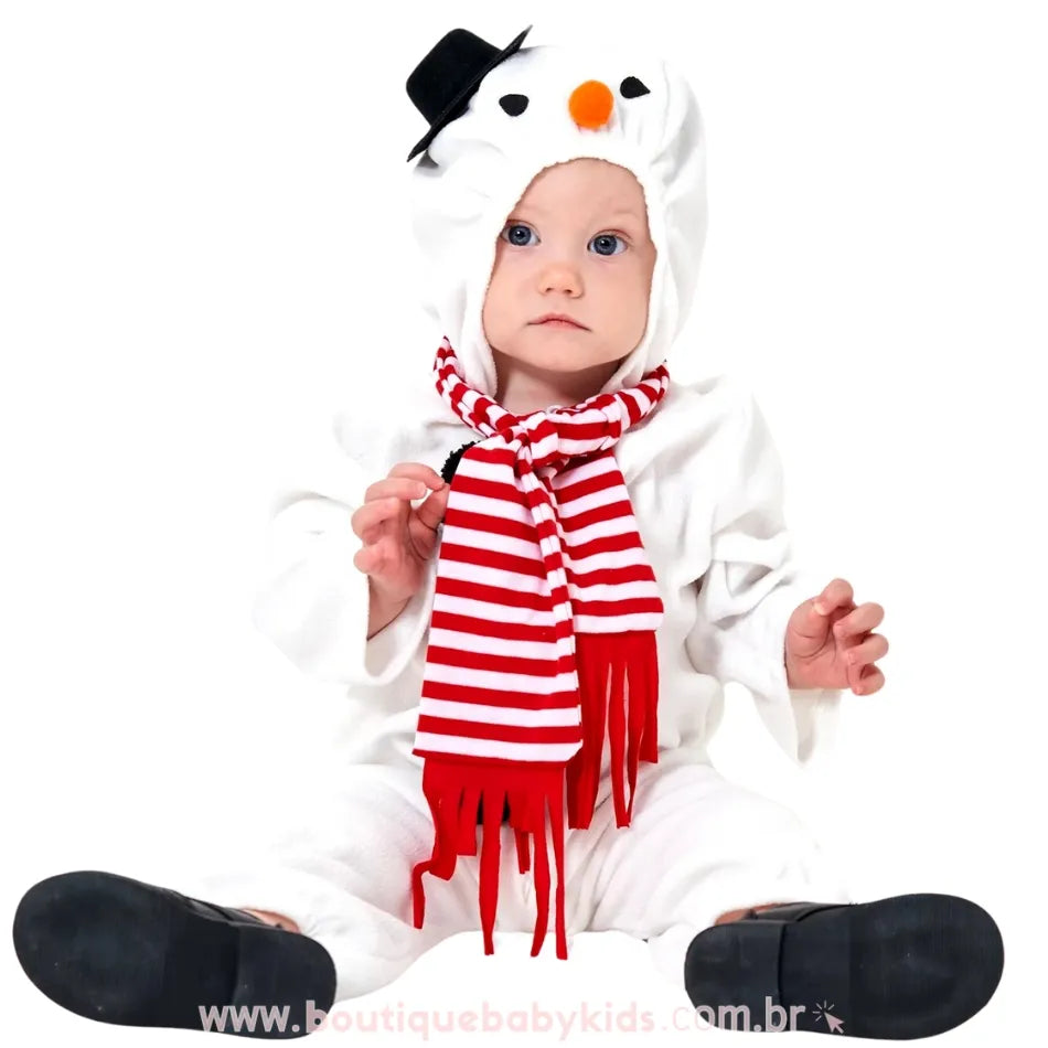 Macacão Bebê Temático Boneco de Neve