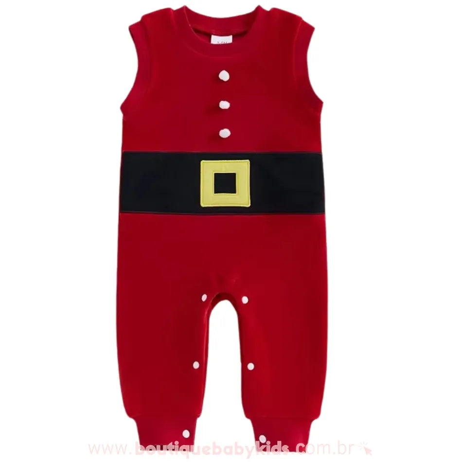 Macacão Bebê Temático Papai Noel Sem Mangas - Boutique Baby Kids