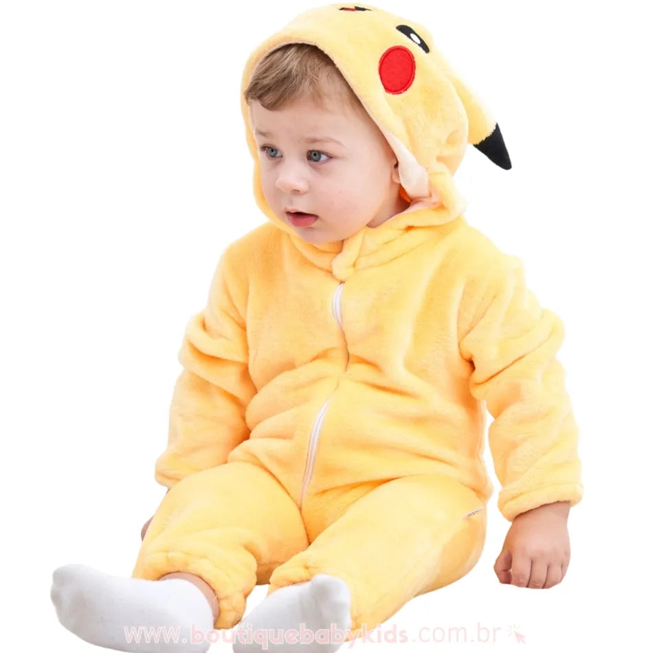 Macacão Bebê Temático Fantasia Pokémon Pikachu - Boutique Baby Kids