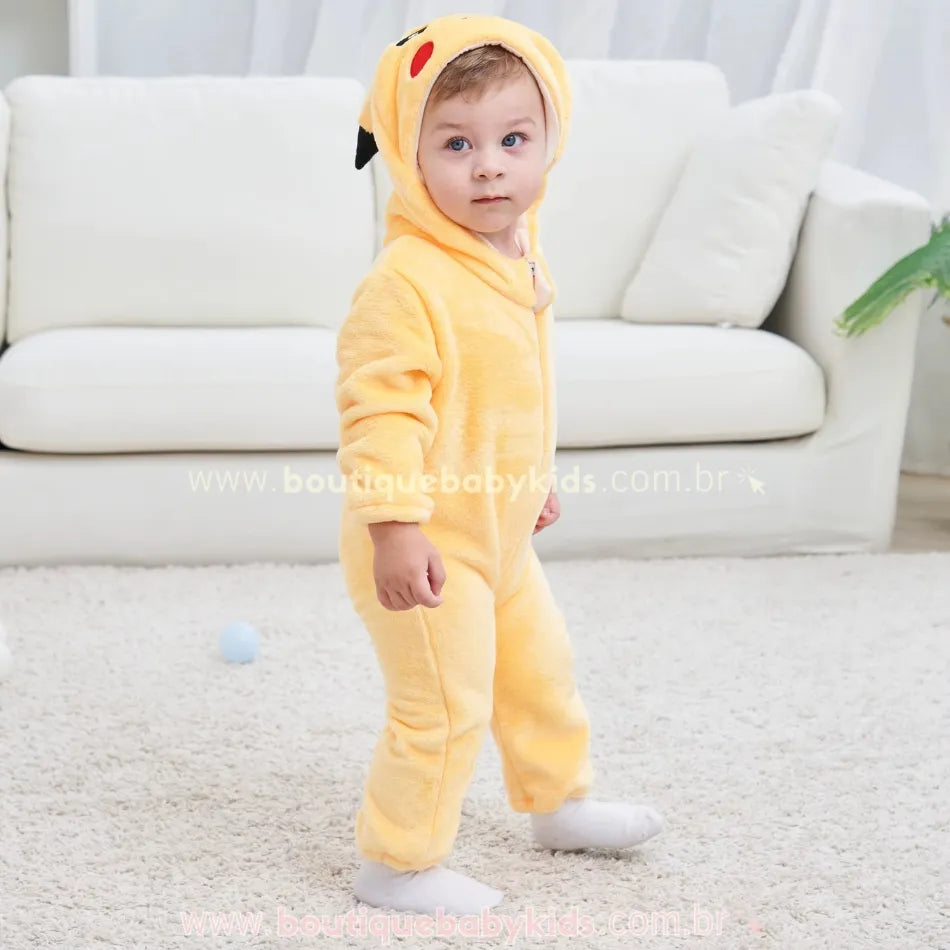 Macacão Bebê Temático Fantasia Pokémon Pikachu - Boutique Baby Kids