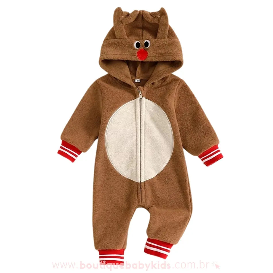 Macacão Bebê Temático Fantasia Rena de Natal - Boutique Baby Kids