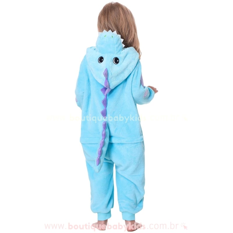 Macacão Infantil Fantasia Dinossauro Azul - Boutique Baby Kids