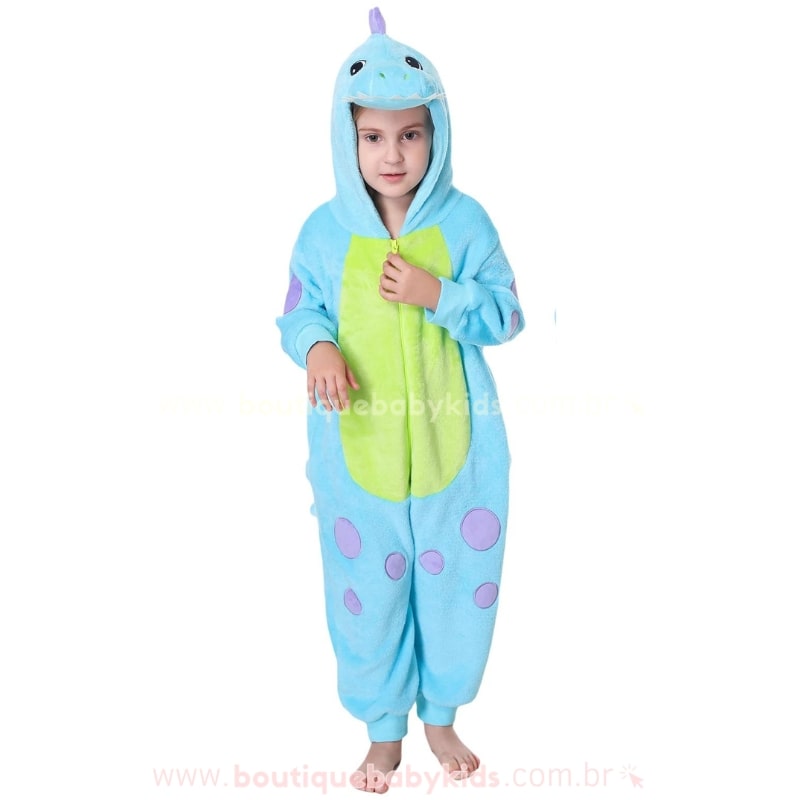 Macacão Infantil Fantasia Dinossauro Azul - Boutique Baby Kids