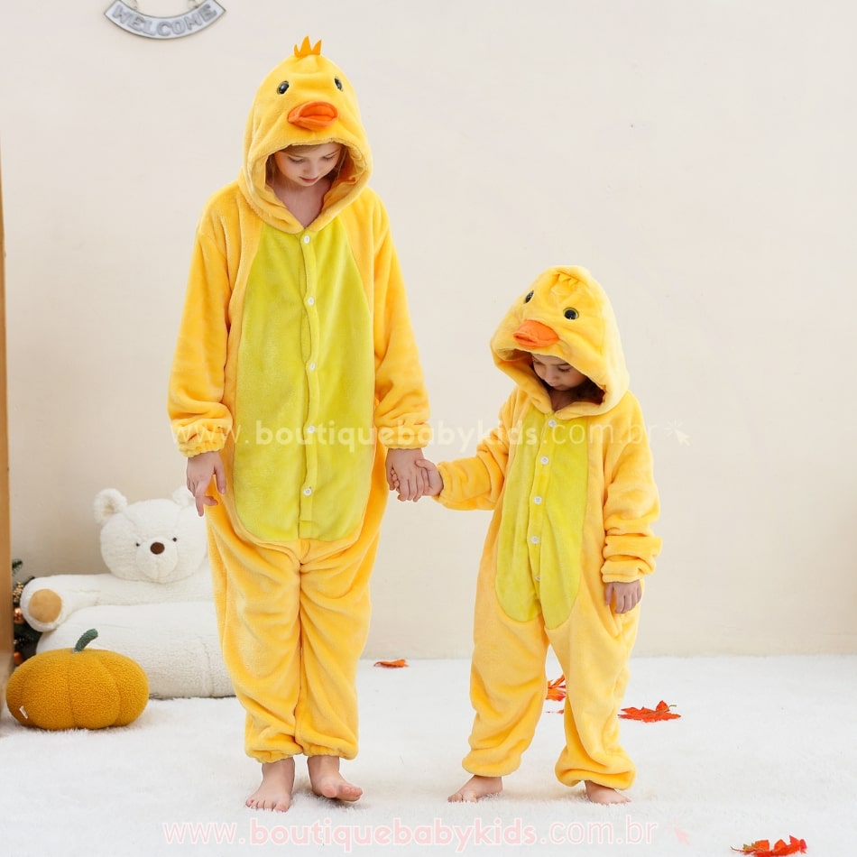 Macacão Infantil Fantasia Kigurumi Bichinho Patinho - Boutique Baby Kids