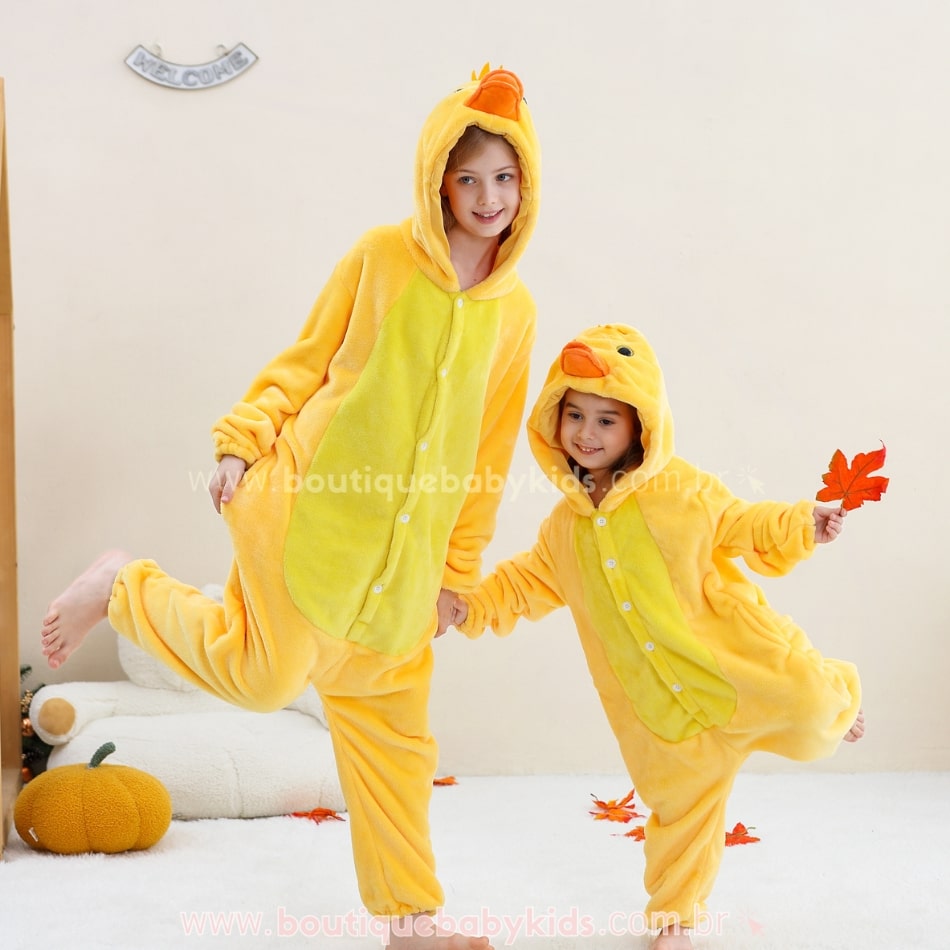 Macacão Infantil Fantasia Kigurumi Bichinho Patinho - Boutique Baby Kids