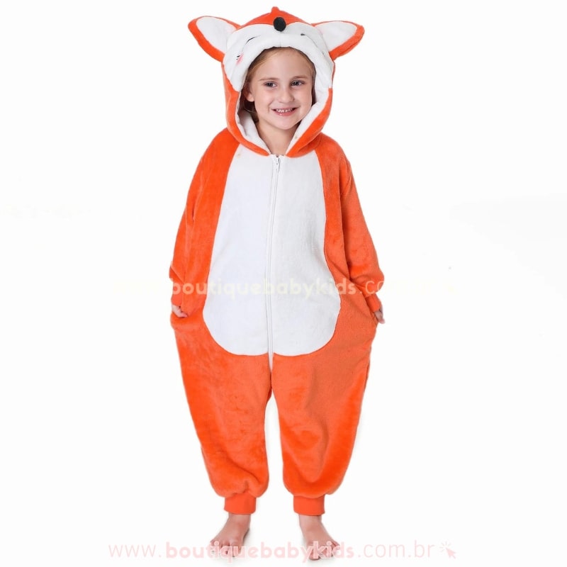 Macacão Infantil Fantasia Raposa Laranja - Boutique Baby Kids