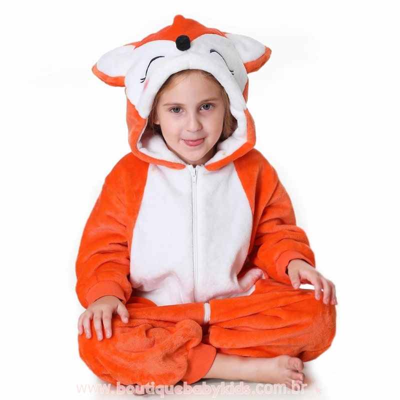 Macacão Infantil Fantasia Raposa Laranja - Boutique Baby Kids
