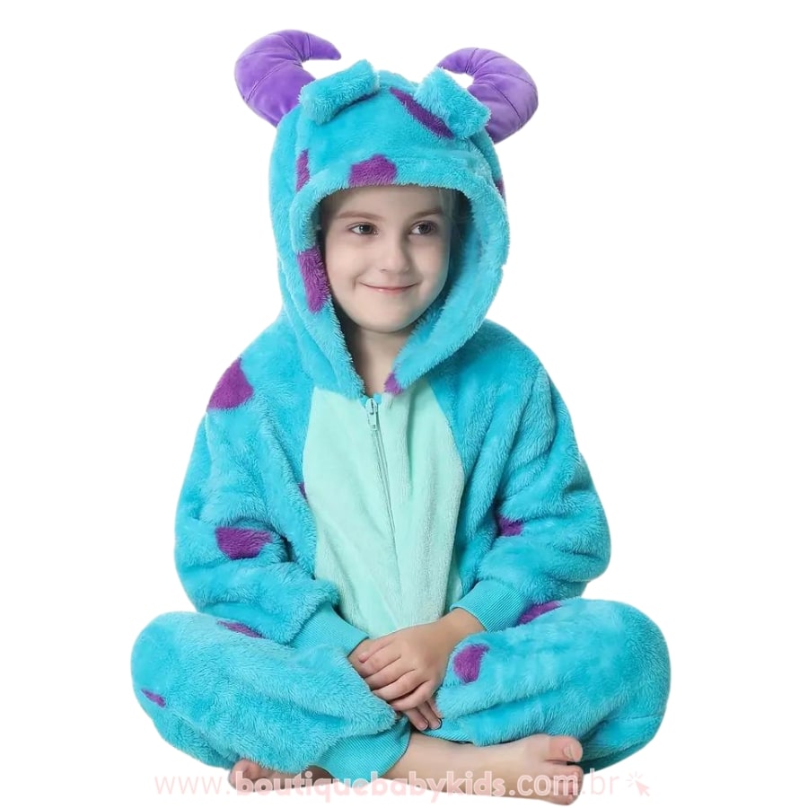 Macacão Infantil Fantasia Kigurumi Sulley Monstros S.A - Boutique Baby Kids