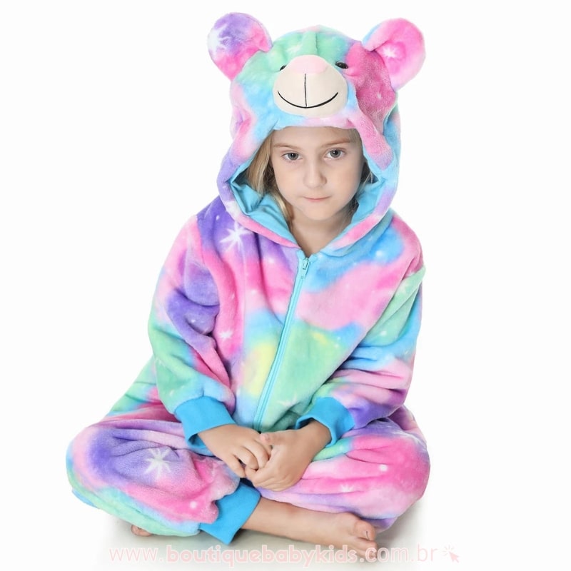 Macacão Infantil Fantasia Kigurumi Ursinha Multicor - Boutique Baby Kids