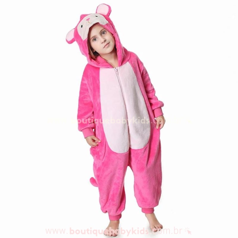 Macacão Infantil Fantasia Kigurumi Ursinha Rosa - Boutique Baby Kids