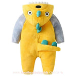 Macacão Bebê Fantasia Bichinho Dinossauro Amarelo - Boutique Baby Kids 