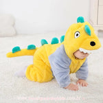 Macacão Bebê Fantasia Bichinho Dinossauro Amarelo - Boutique Baby Kids 