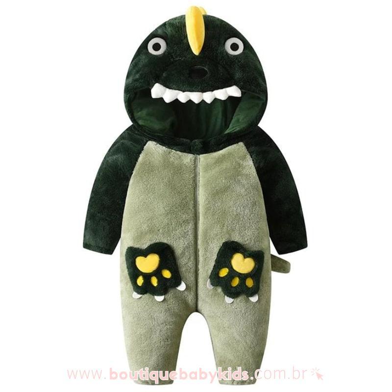 Macacão Bebê Fantasia Bichinho Dinossauro Verde - Boutique Baby Kids 