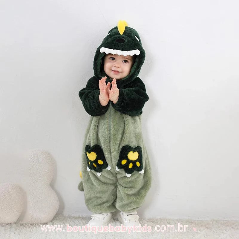 Macacão Bebê Fantasia Bichinho Dinossauro Verde - Boutique Baby Kids 