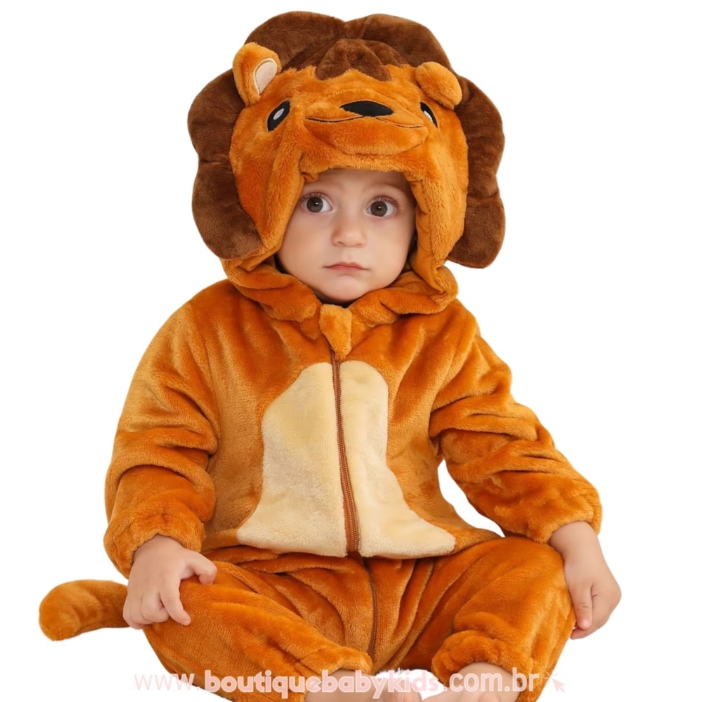 Macacão Bebê Fantasia Bichinho Leãozinho -  Boutique Baby Kids