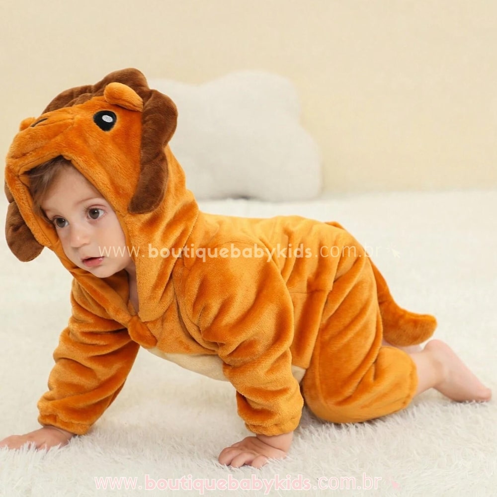 Macacão Bebê Fantasia Bichinho Leãozinho -  Boutique Baby Kids