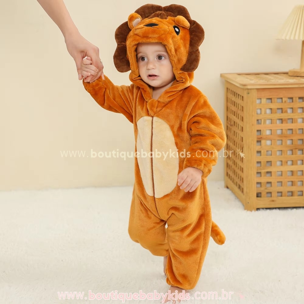 Macacão Bebê Fantasia Bichinho Leãozinho -  Boutique Baby Kids