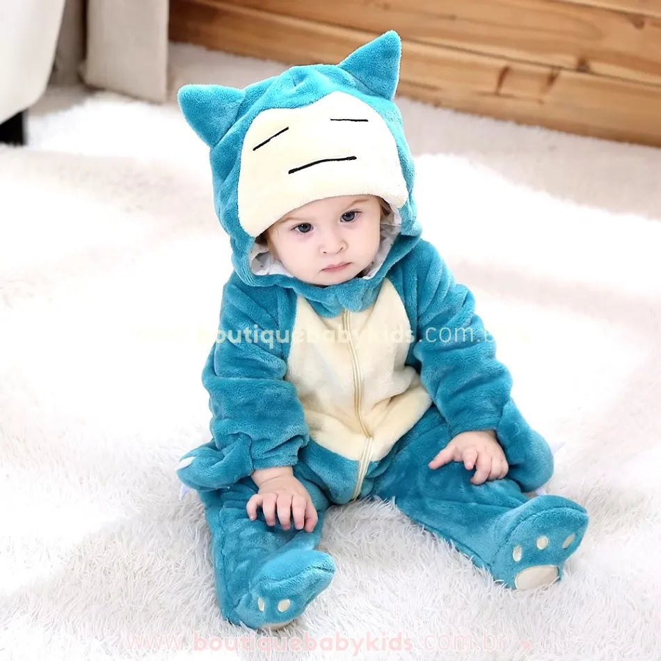 Macacão Bebê Inverno Fantasia Pokémon Snorlax - Boutique Baby Kids
