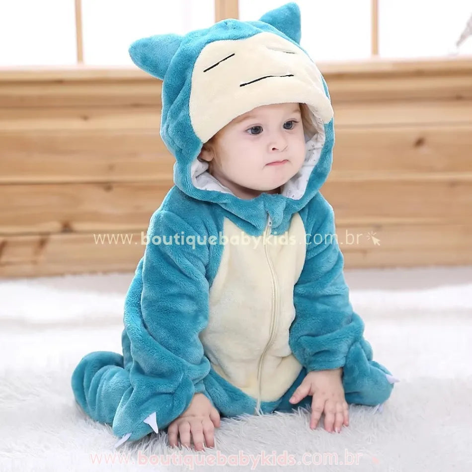 Macacão Bebê Inverno Fantasia Pokémon Snorlax - Boutique Baby Kids