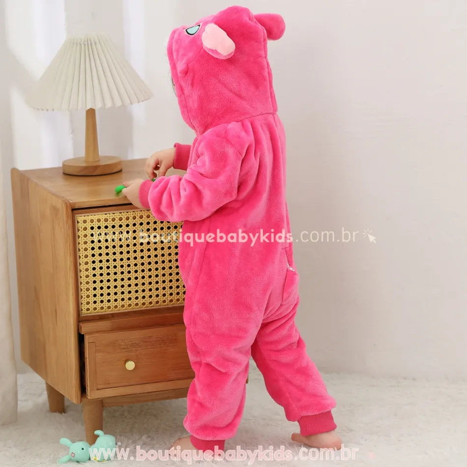 Macacão Bebê Fantasia Stitch Angel Rosa - Boutique Baby Kids