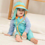 Macacão de Praia Infantil Dinossauro com Chapéu Azul - Boutique Baby Kids 