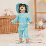 Macacão de Praia Infantil Bananas com Chapéu Azul - Boutique Baby Kids 