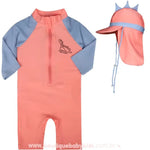 Macacão de Praia Infantil Dinossauro com Chapéu Rosa - Boutique Baby Kids 