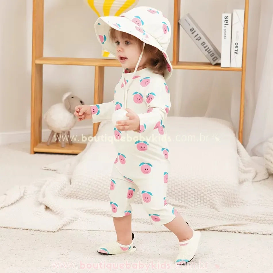 Macacão de Praia Infantil Frutinhas com Chapéu - Boutique Baby Kids