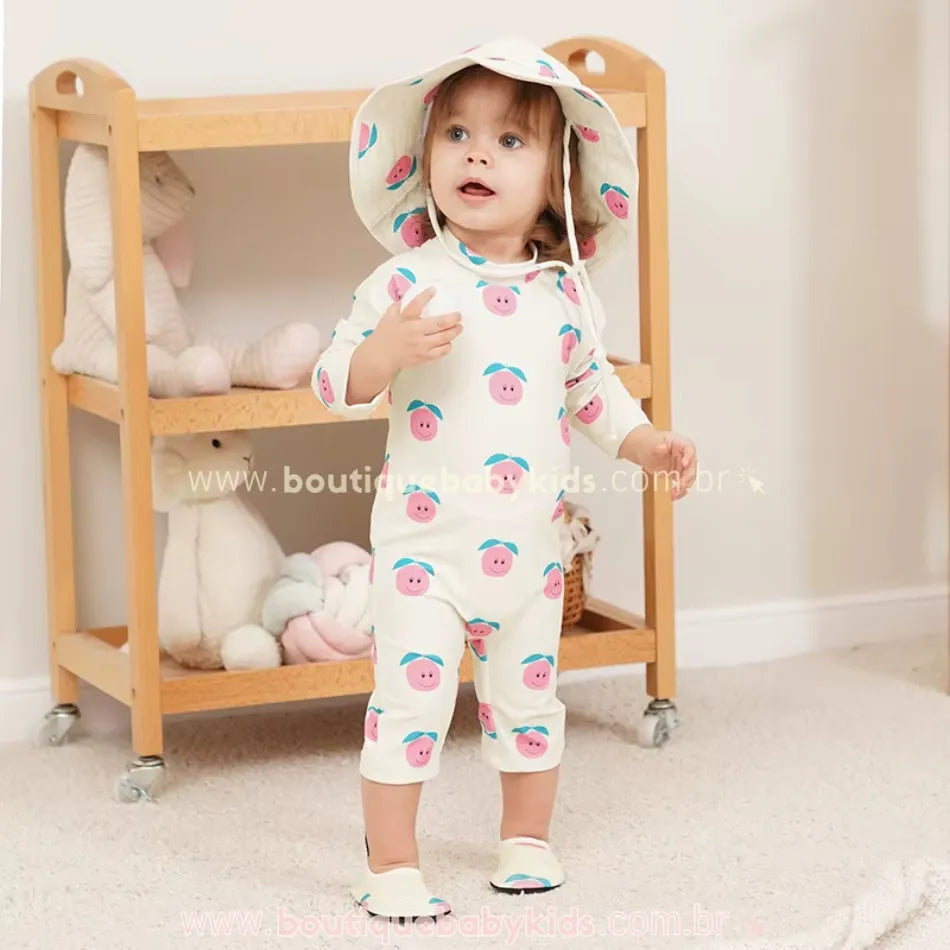 Macacão de Praia Infantil Frutinhas com Chapéu - Boutique Baby Kids