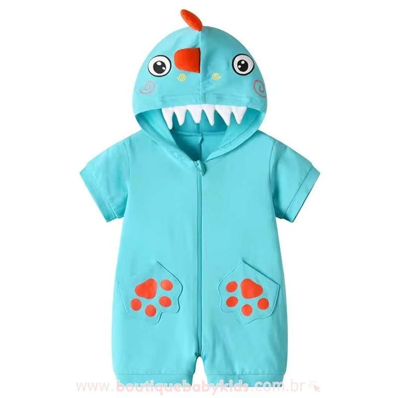 Macaquinho Bebê Fantasia Bichinho Dinossauro Azul - Boutique Baby Kids 