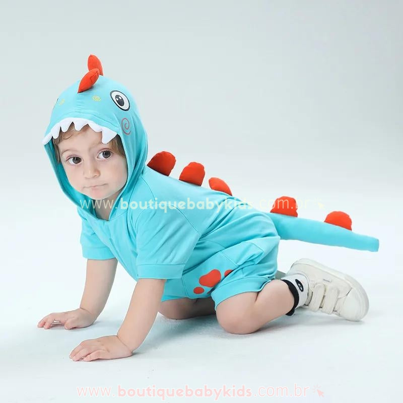 Macaquinho Bebê Fantasia Bichinho Dinossauro Azul - Boutique Baby Kids 