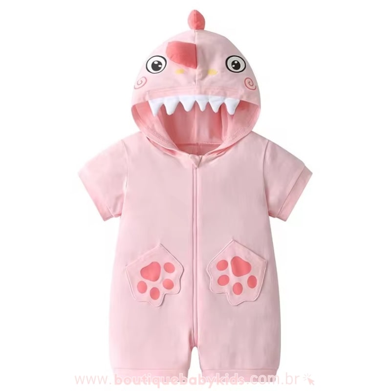 Macaquinho Bebê Fantasia Bichinho Dinossaura Rosa - Boutique Baby Kids 