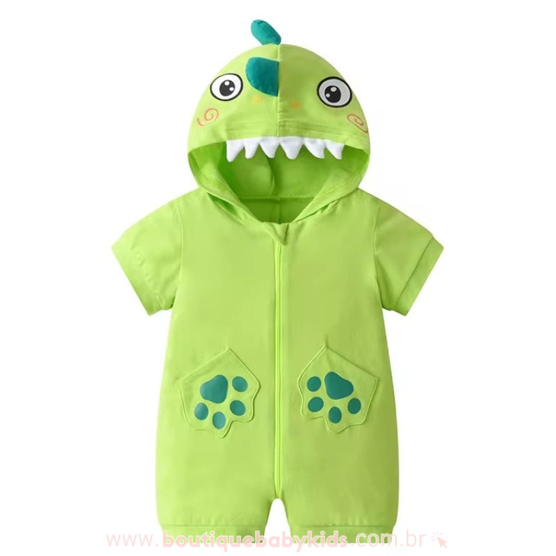 Macaquinho Bebê Fantasia Bichinho Dinossauro Verde Limão - Boutique Baby Kids 