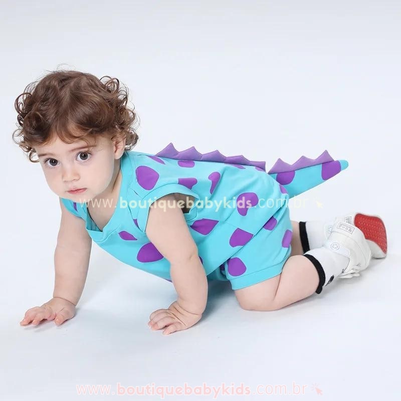 Macaquinho Bebê Fantasia Sulley Monstros S.A Azul - Boutique Baby Kids