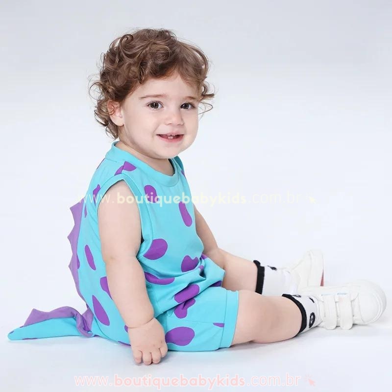 Macaquinho Bebê Fantasia Sulley Monstros S.A Azul - Boutique Baby Kids