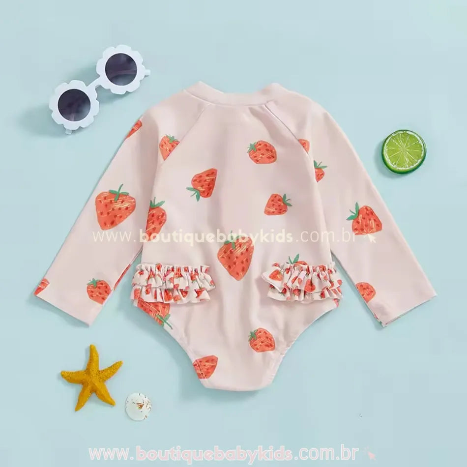 Maiô Bebê Estampa Moranguinhos