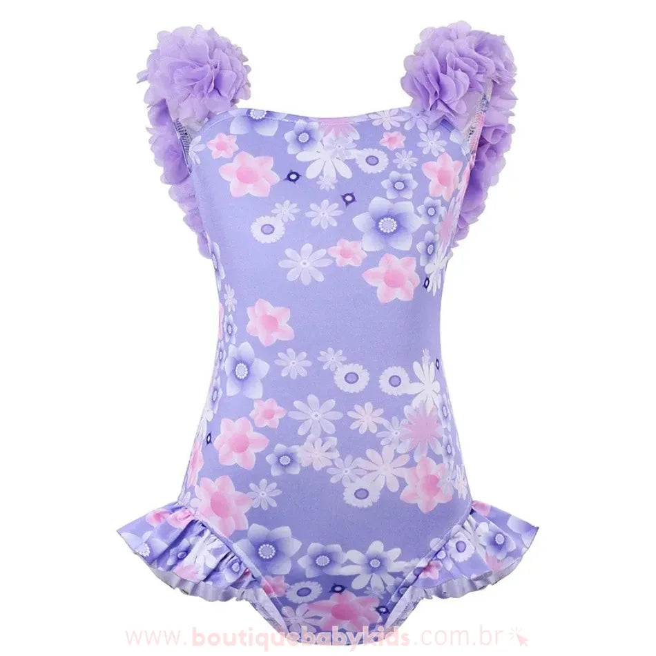 Maiô Infantil Encanto Isabela Madrigal Floral Lilás - Boutique Baby Kids 