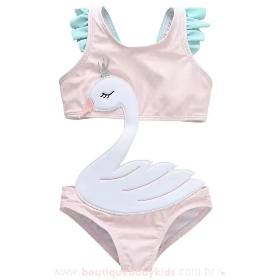 Maiô Infantil Engana Mamãe Cisne Rosa - Boutique Baby Kids