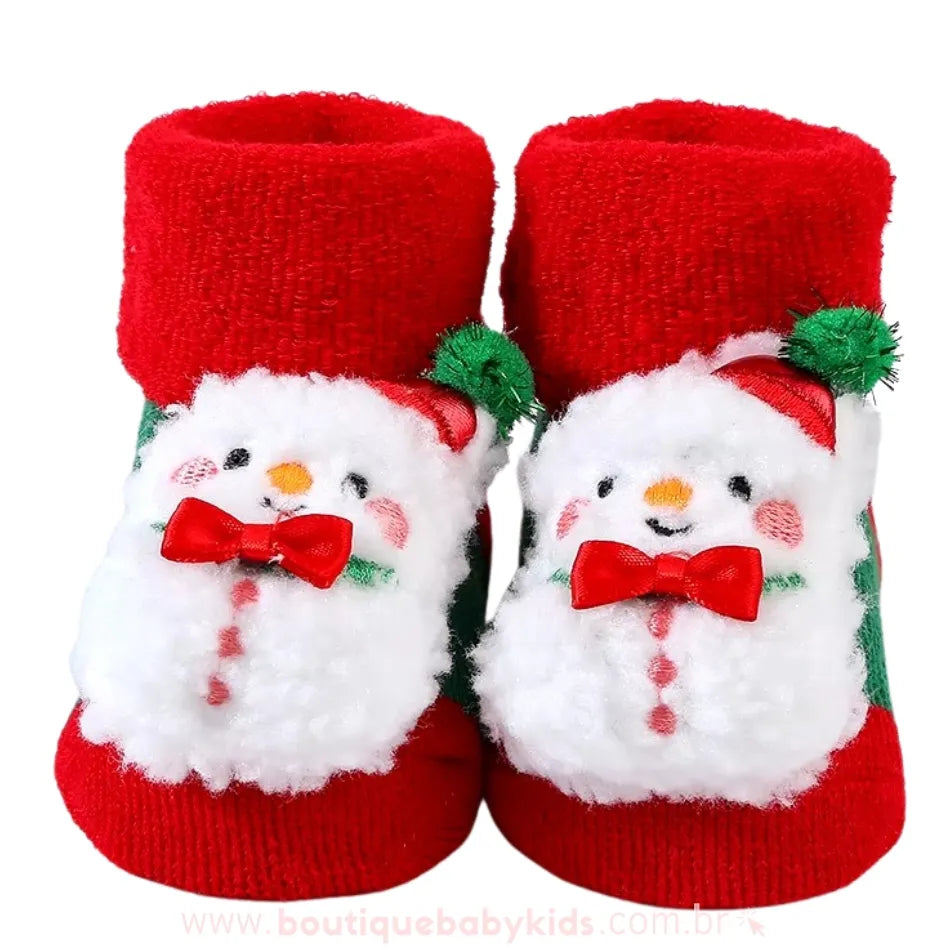 Meia Bebê Temática Natalina 3D Boneco de Neve - Boutique Baby Kids
