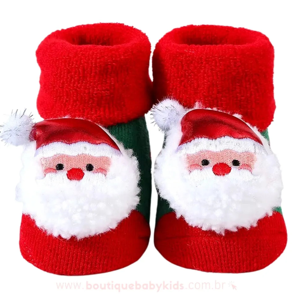 Meia Bebê Temática Natalina 3D Papai Noel - Boutique Baby Kids