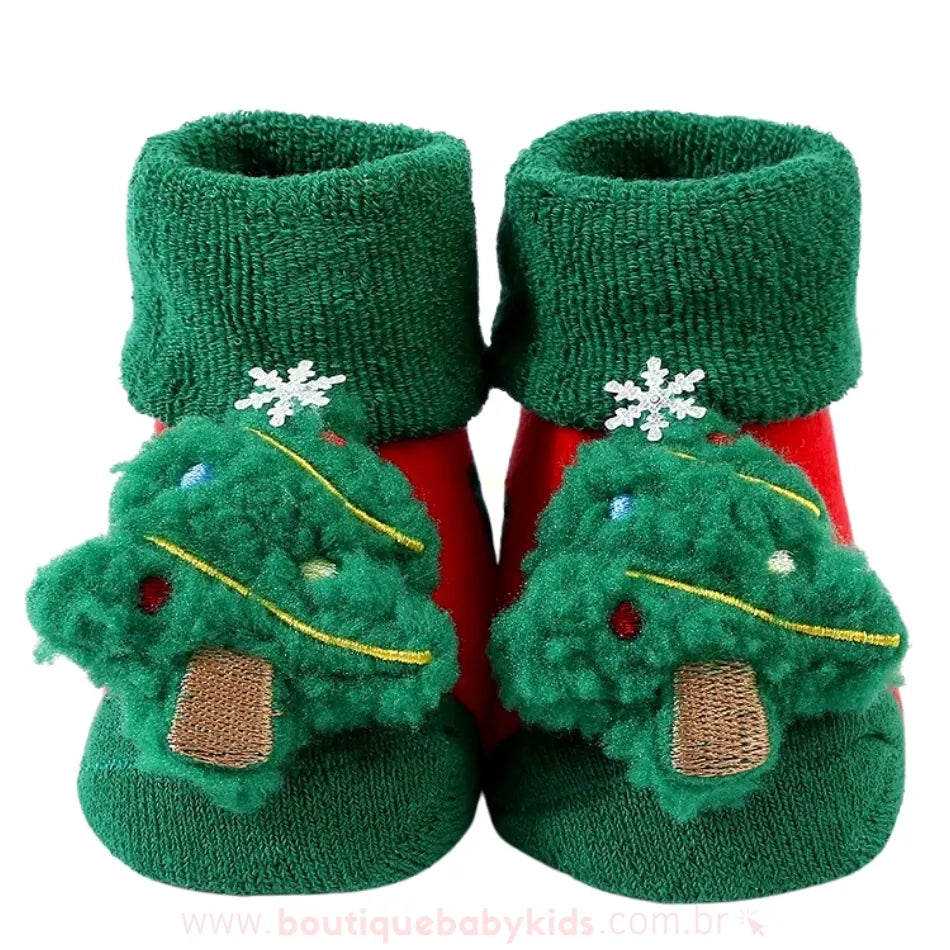 Meia Bebê Temática Natalina 3D Árvore de Natal - Boutique Baby Kids