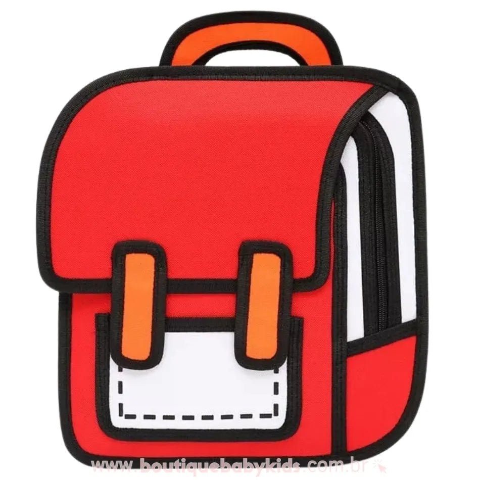 Mochila Infantil Escolar Costas Colorblock Cartoon 2D Vermelho - Boutique Baby Kids