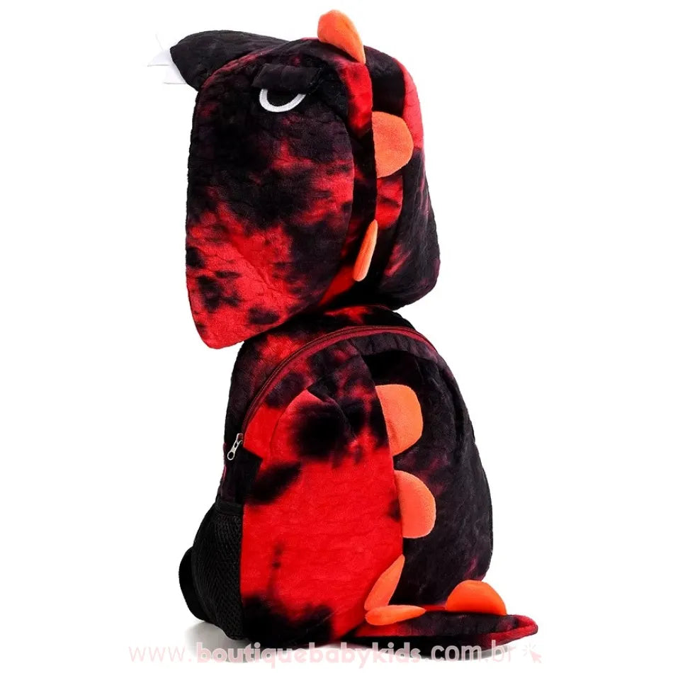 Mochila Infantil Dino com Capuz Removível Vermelho - Boutique Baby Kids