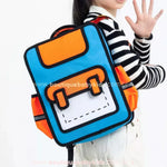 Mochila Infantil Escolar Costas Divertida Cartoon 2D Azul - Boutique Baby Kids